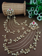 Brass-Plated Pachi Kundan & Ghungaroo Beaded Kashmiri Drop Earrings