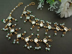 Gold-Plated Kundan Studded And Artificial Beaded Pearl Sahara Ear Chains Earrings