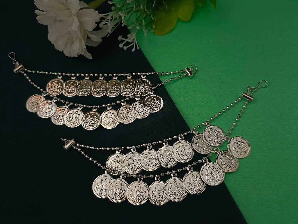 Sanjog Oxidized Silver Coin Dangler Earchains