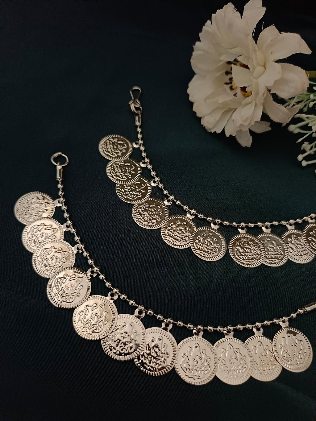 Sanjog Bohemian Oxidized Silver Coin Dangler Earchains