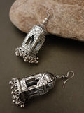 German Silver Silver-Plated Ghungroo Beaded Dome Shaped Oxidised Jhumkas