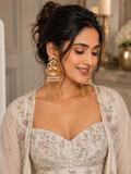 Gold-Plated Ganesh Kashmiri Jhumka Earrings with Pearl Droplets