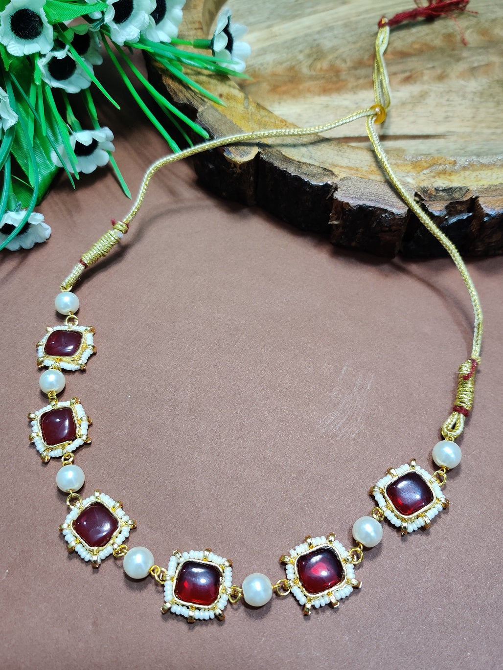 Gold-Plated Kundan Studded Statement Choker Necklace