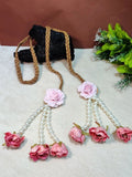 Pearl & Flower Punjabi Choti Paranda Ponytail Braid Holder – Pink