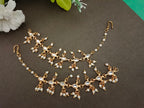 Gold-Plated Kundan Studded And Artificial Beaded Pearl Sahara Ear Chains Earrings
