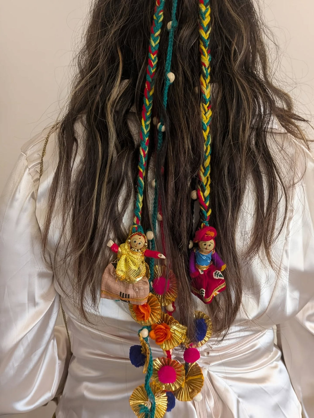 Women Crochet Rajasthani Kathputli Choti Paranda Ponytail Braid Holders Hair Acessories