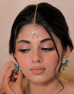 Gold Plated Kundan Studded  Cresent Moon Maang Tikka For Women Girls