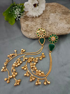 Brass- Plated Kundan & Ghungaroo Beaded Kashmiri Floral Drop Earrings
