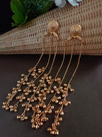 Gold Plated Kundan & Ghungaroo Beaded Kashmiri Drop Earrings