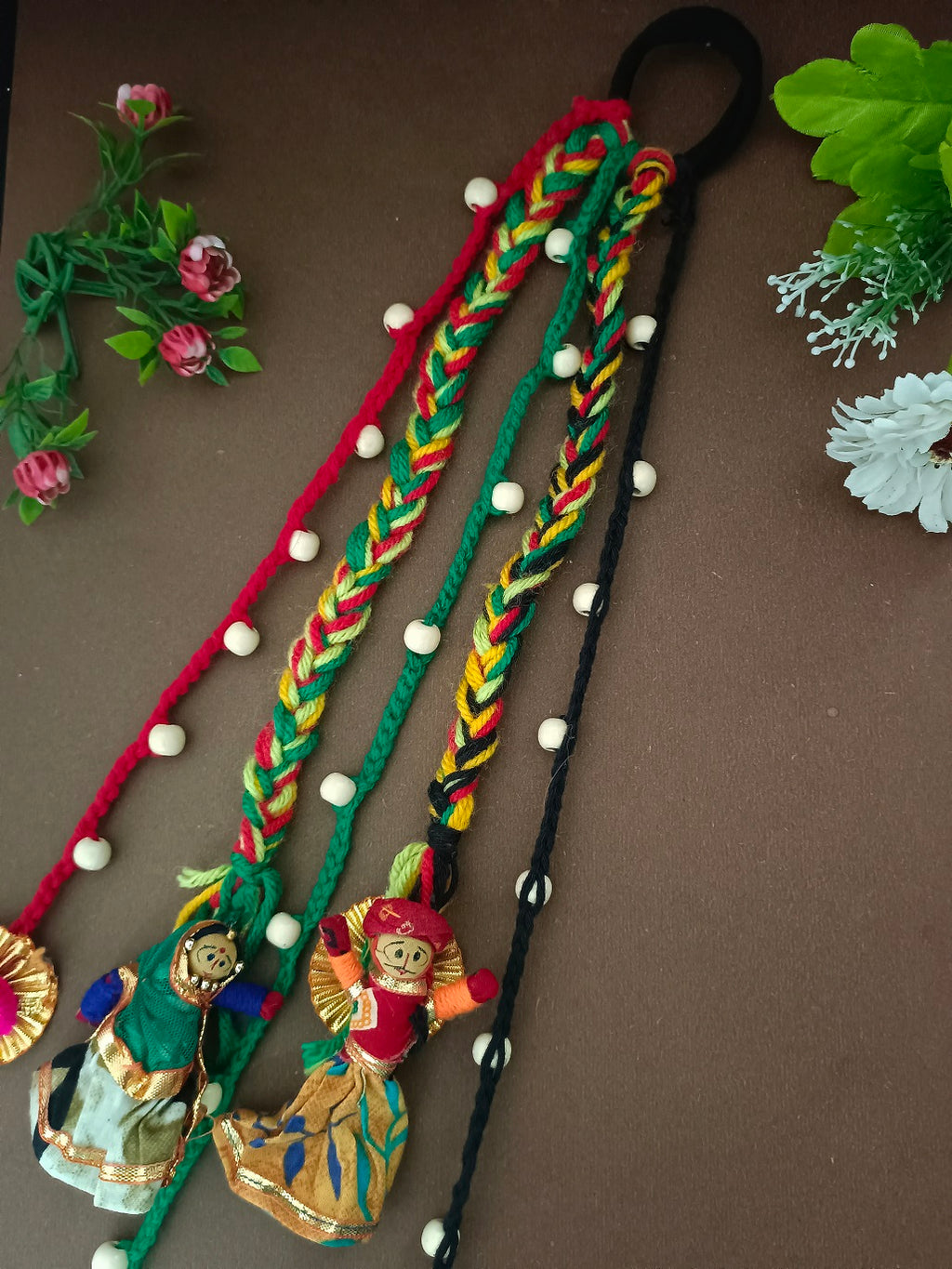 Women Crochet Rajasthani Kathputli Choti Paranda Ponytail Braid Holders Hair Acessories