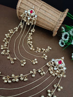 Brass-Plated Pachi Kundan & Ghungaroo Beaded Kashmiri Drop Earrings