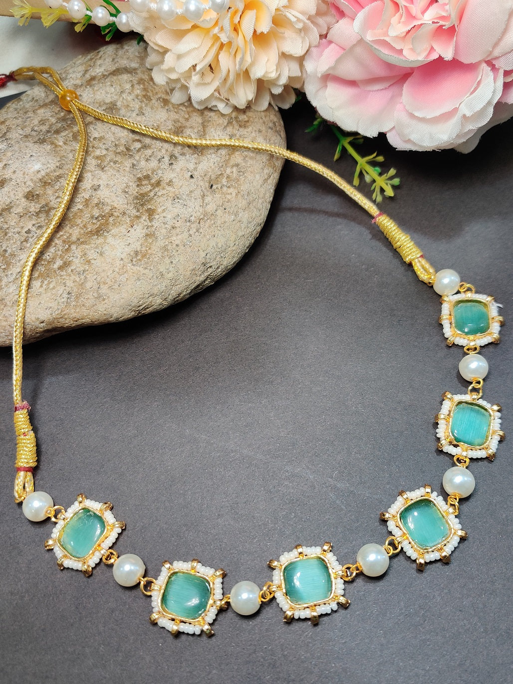 Gold-Plated Kundan Studded Statement Choker Necklace