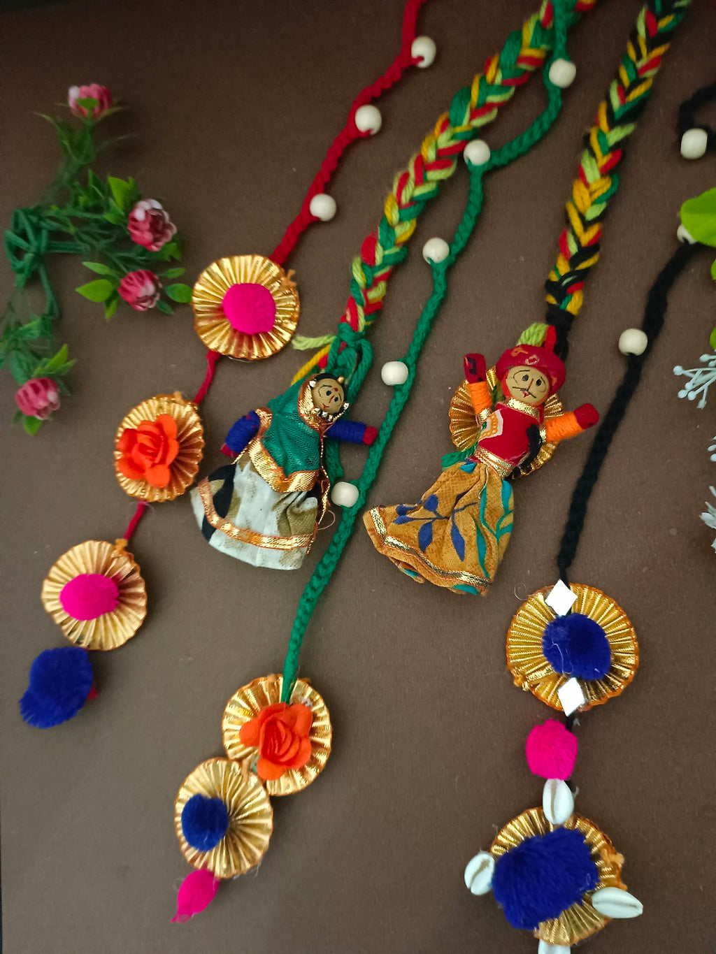 Women Crochet Rajasthani Kathputli Choti Paranda Ponytail Braid Holders Hair Acessories