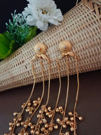 Gold Plated Kundan & Ghungaroo Beaded Kashmiri Drop Earrings