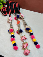 Lace & Gota Flower Punjabi Choti Paranda Ponytail Braid Holder – Multicolour