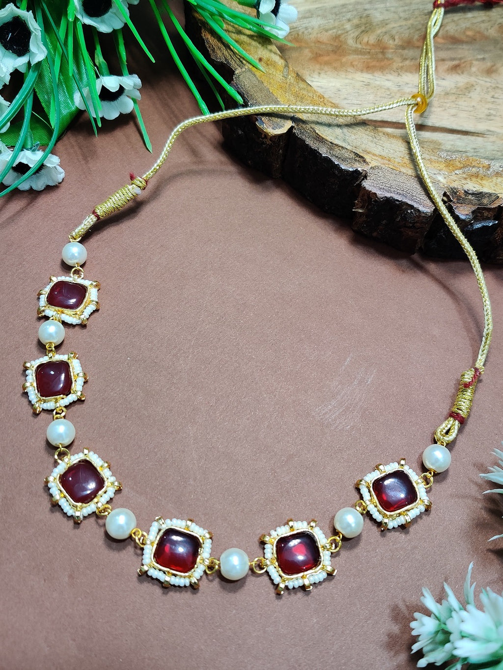 Gold-Plated Kundan Studded Statement Choker Necklace