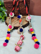 Lace & Gota Flower Punjabi Choti Paranda Ponytail Braid Holder – Multicolour