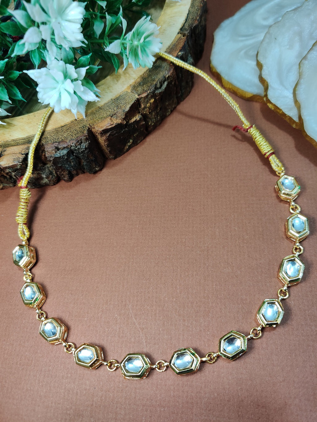 Gold-Plated Kundan Studded Statement Choker Necklace