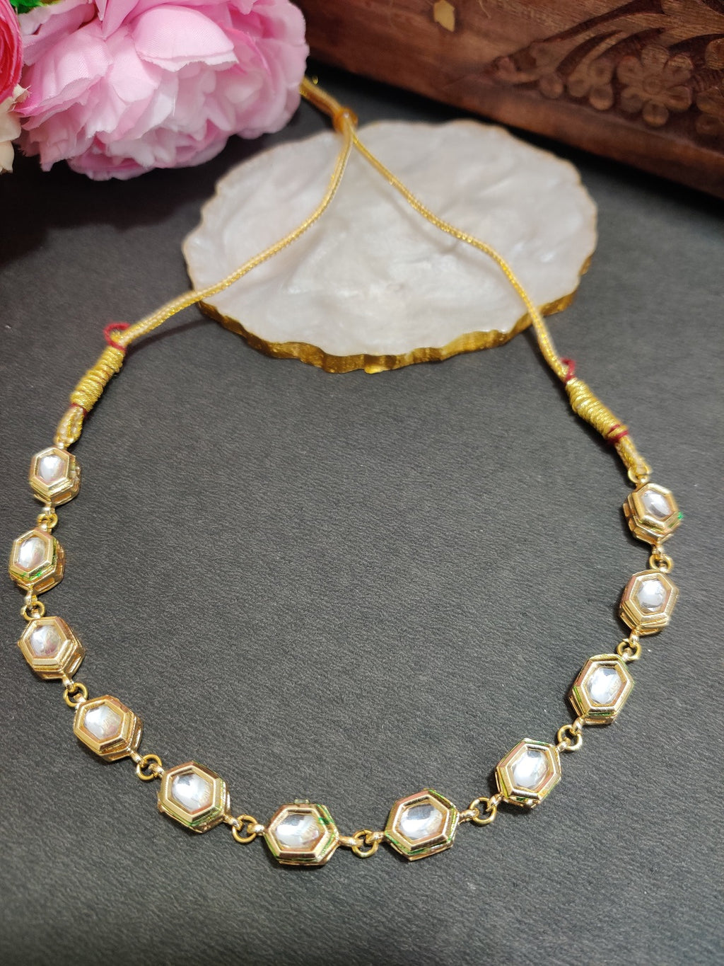 Gold-Plated Kundan Studded Statement Choker Necklace