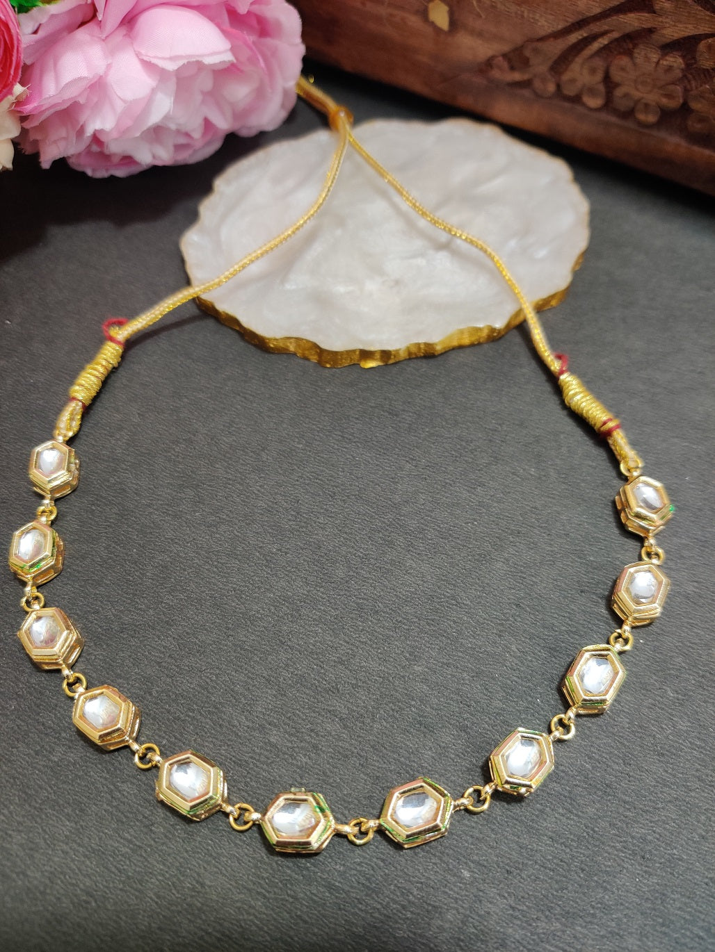 Gold-Plated Kundan Studded Statement Choker Necklace