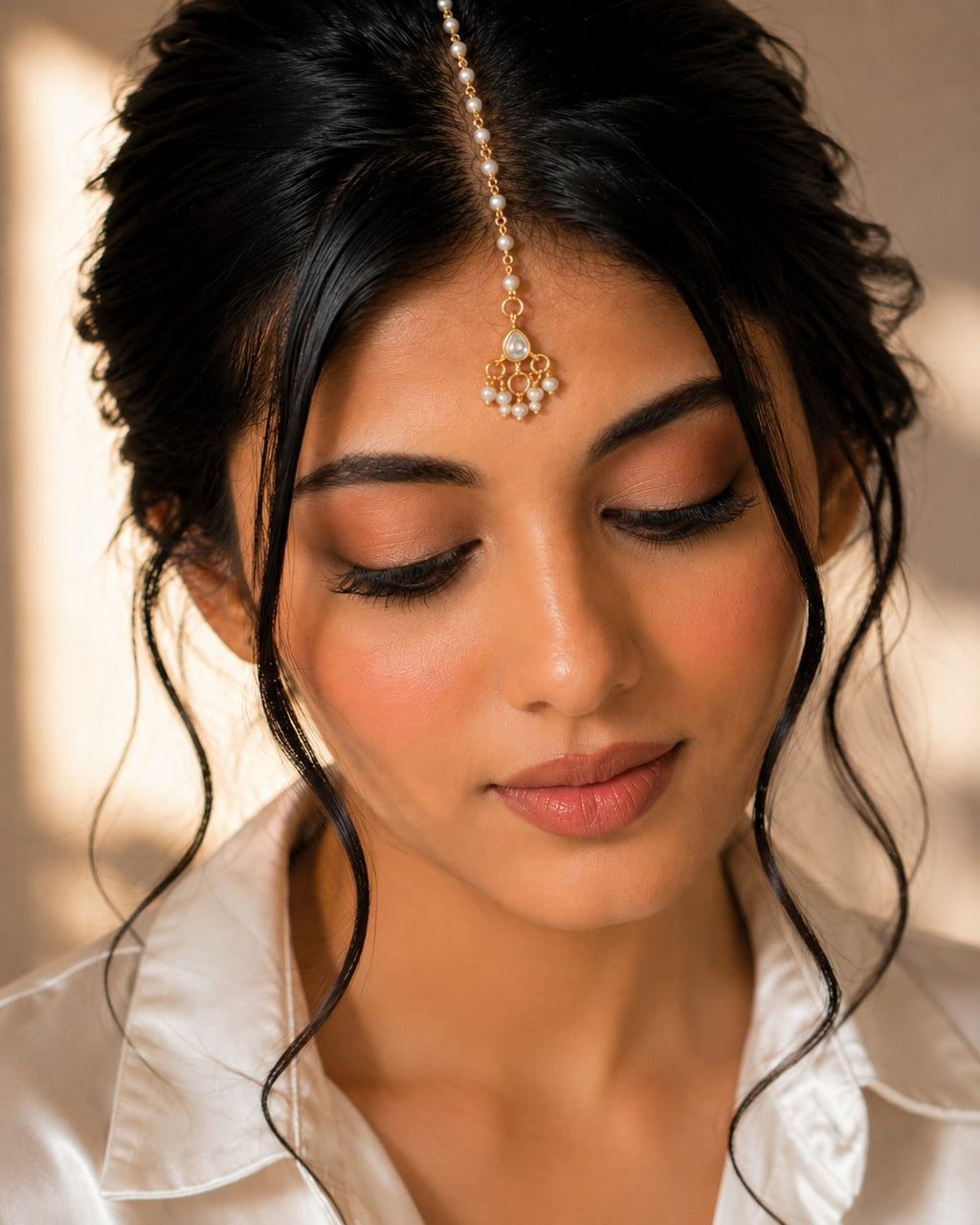 Gold Plated Kundan Studded  Kundan Drop Maang Tikka For Women Girls