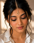Gold Plated Kundan Studded  Kundan Drop Maang Tikka For Women Girls