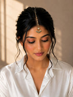 Gold Plated Kundan Studded  Kundan Drop Maang Tikka For Women Girls