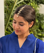 Gold Plated Kundan Studded  Kundan Drop Maang Tikka For Women Girls