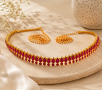 Women Gold-Toned & Pink Kundan Studded Kamarband