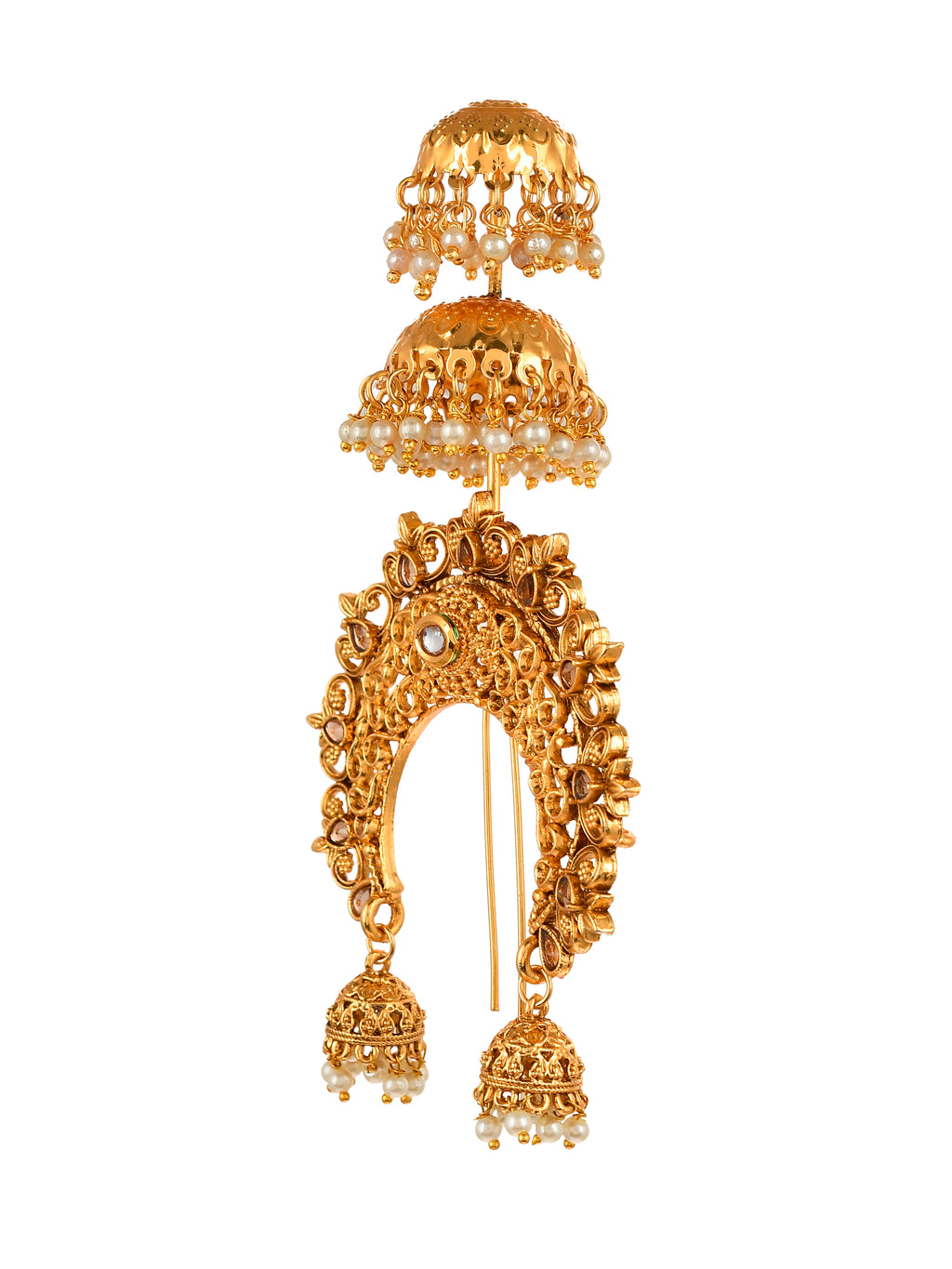 Women Jadai Billai Hair Brooch with Hook South Indian Juda Bun Comb Pin