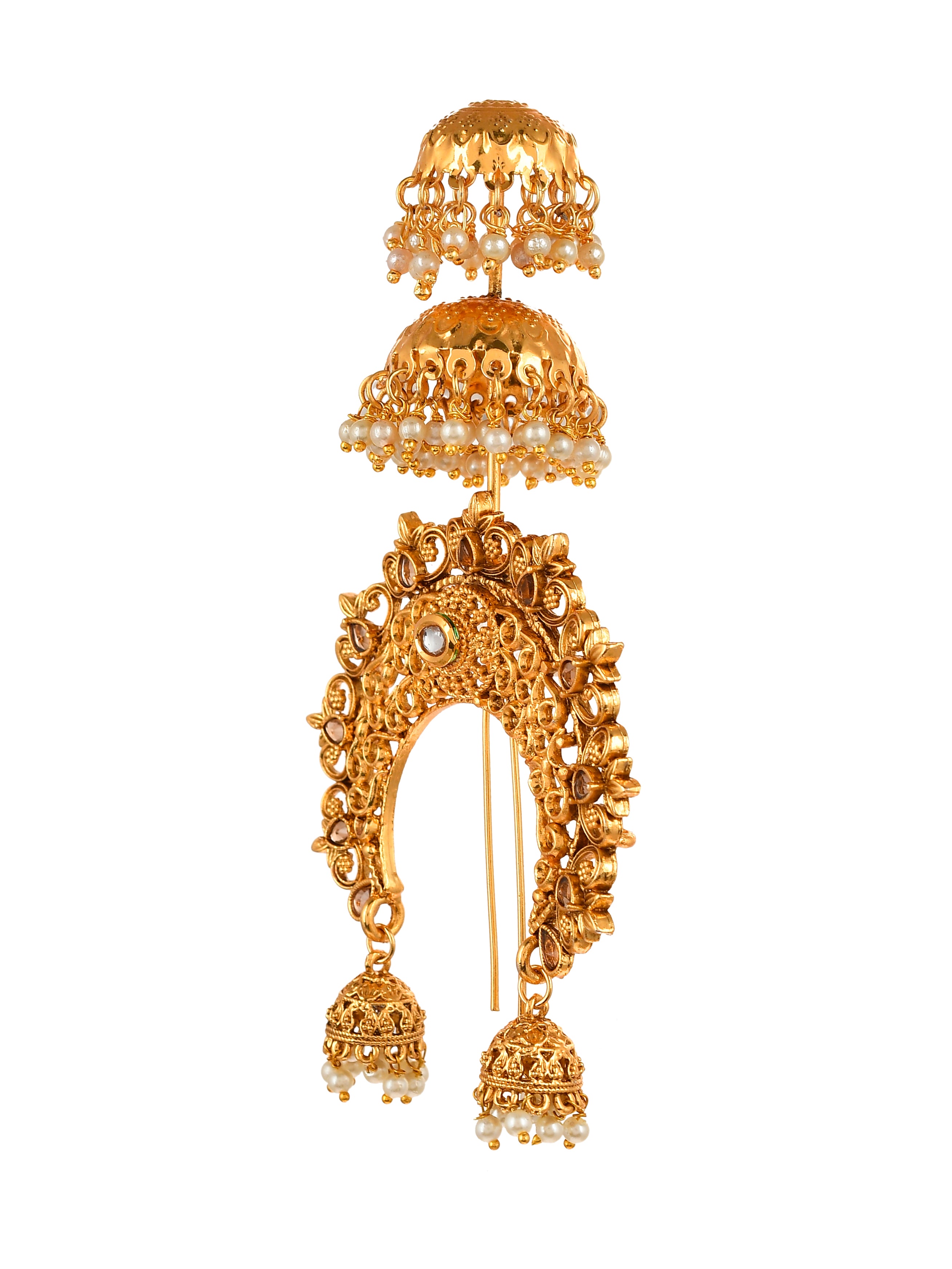 Women Jadai Billai Hair Brooch with Hook South Indian Juda Bun Comb Pin