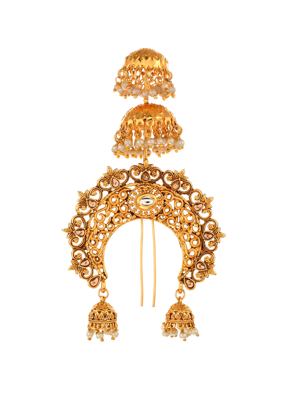 Women Jadai Billai Hair Brooch with Hook South Indian Juda Bun Comb Pin