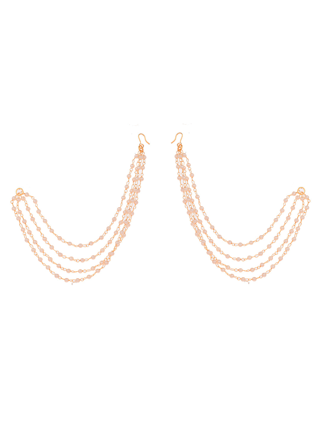 Gold-Plated Pearls Studded Classic Layered Ear Chain Ear Cuff