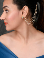 Gold-Plated Pearls Studded Classic Layered Ear Chain Ear Cuff