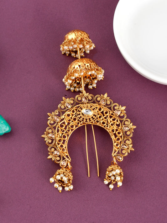 Women Jadai Billai Hair Brooch with Hook South Indian Juda Bun Comb Pin