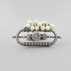 Silver-Plated Pearl Studded Adjustable Oxidised Antique Finger Ring