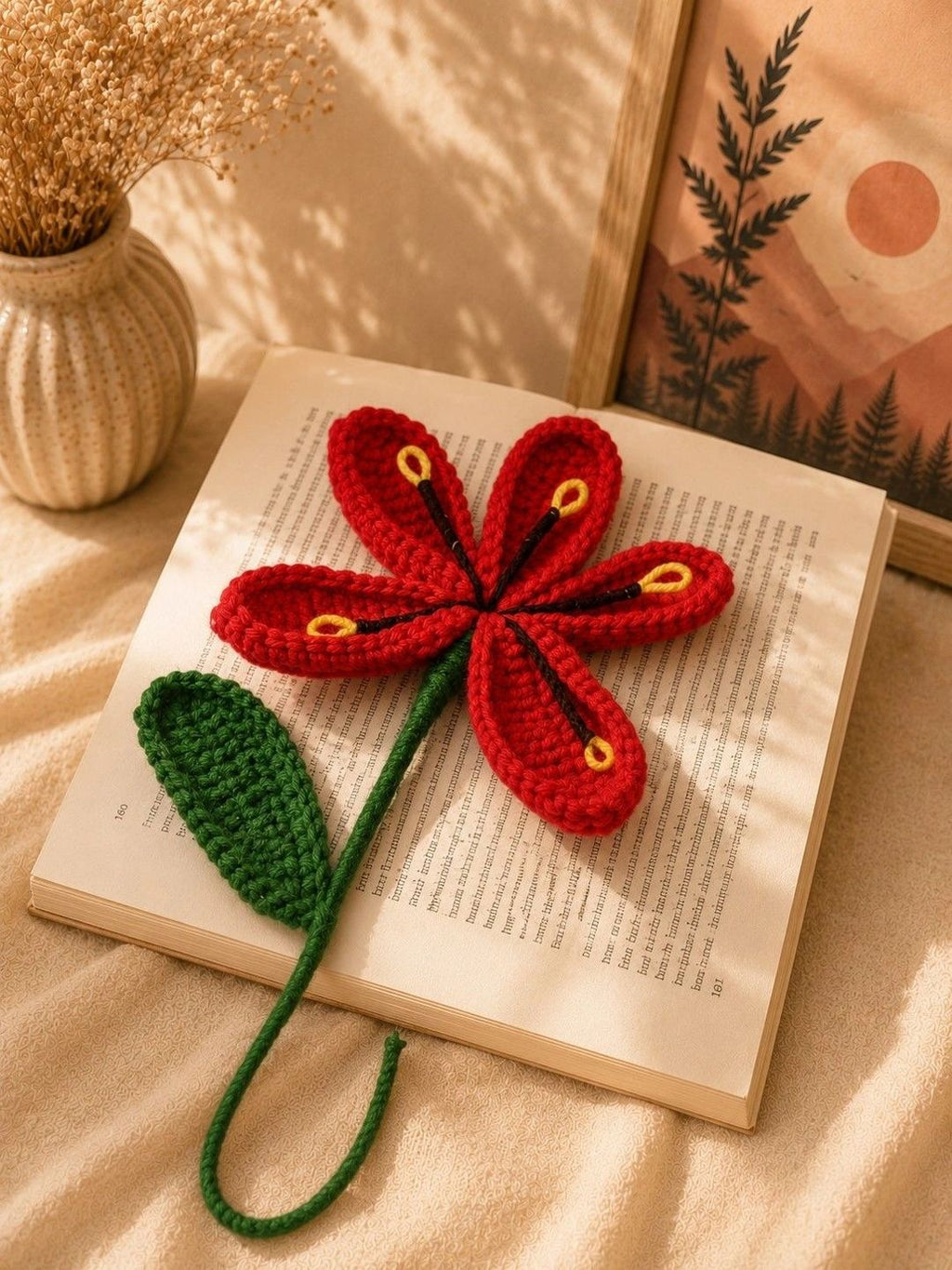 Handmade Crochet Lily Artificial Flower – Red