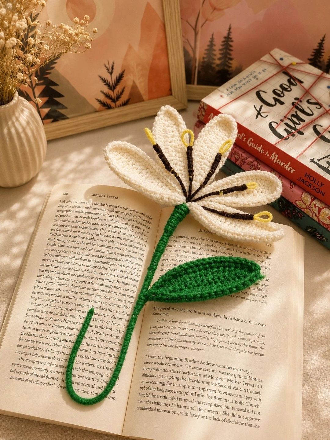 Handmade Crochet Lily Artificial Flower – White