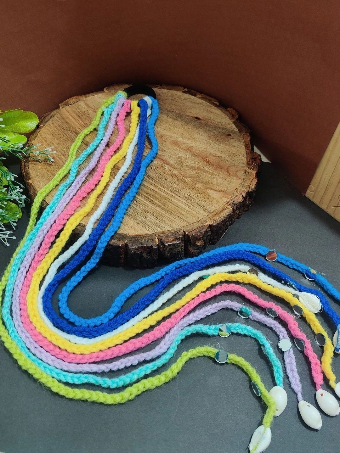 Handmade Crochet Choti Paranda Boho Hair Strings – Pastel Blue