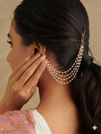 Gold-Plated Pearls Studded Classic Layered Ear Chain Ear Cuff