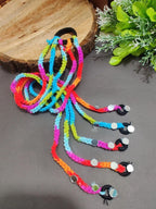 Handmade Crochet Choti Paranda Boho Hair Strings – Rainbow Pink