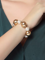 Gold-Plated Beaded Pearl Adjustable Bracelet