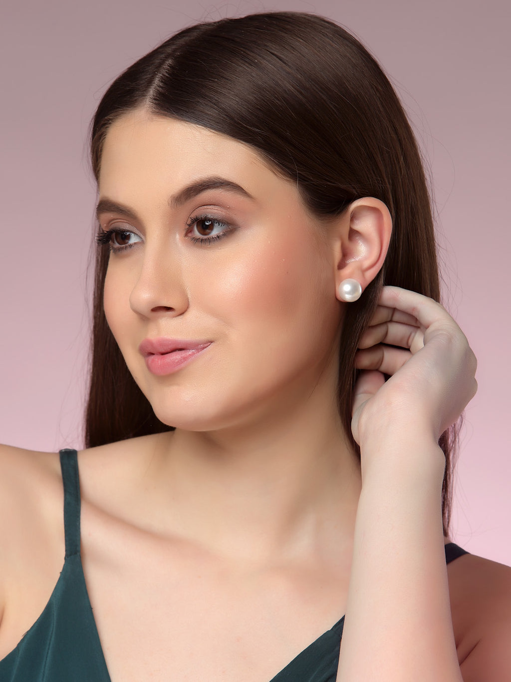 Pearl Stud Gold Plated Earrings Minimalist Earrings for Women Set of 2
