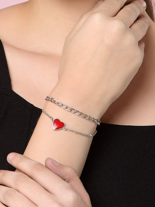 Double-Layered Bracelet with Heart Charm