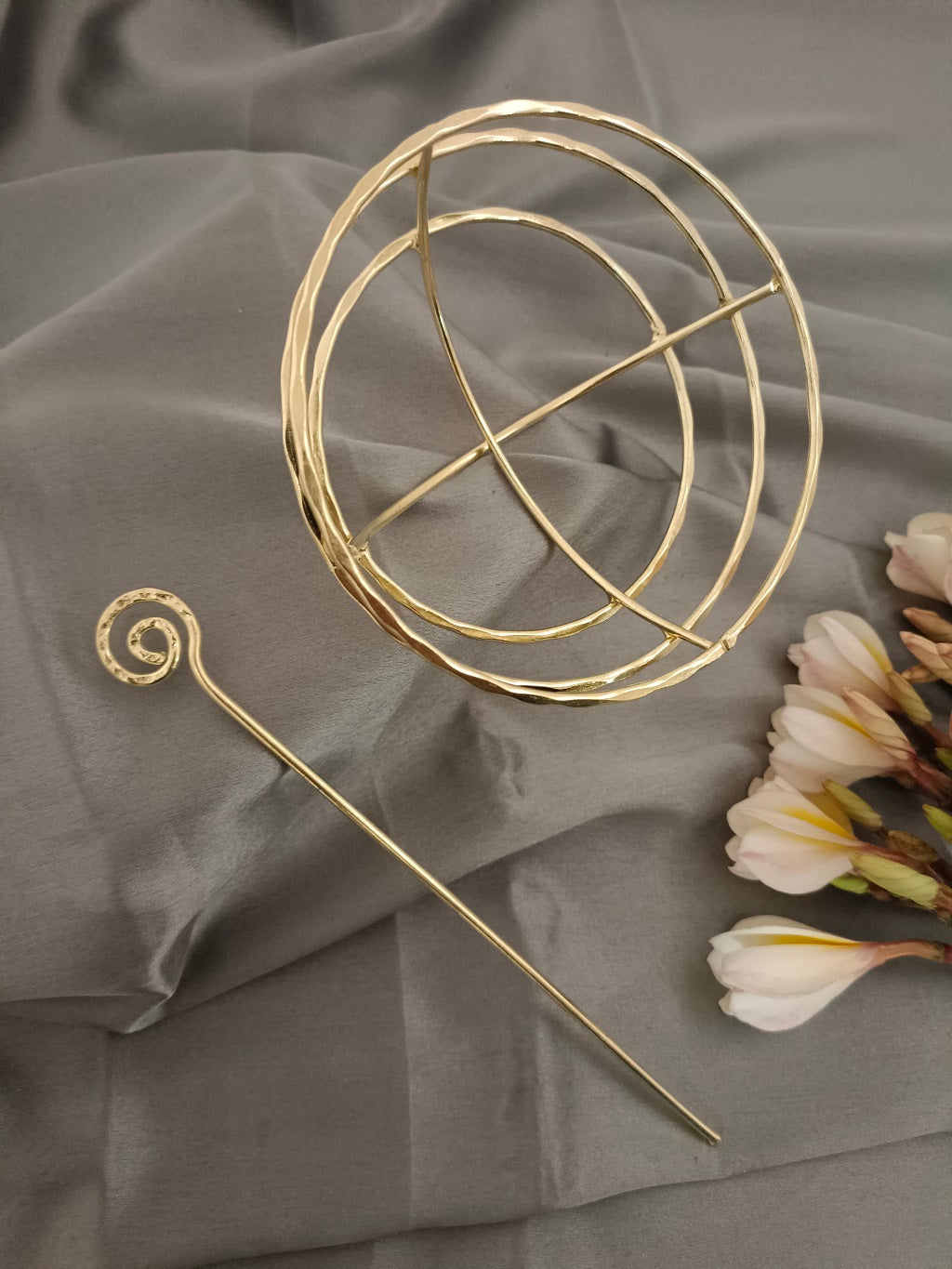 Sanjog Metal Hair Barrette With Tulip Stick Bun Holder Hair Slide Clip Hair Bun Cage