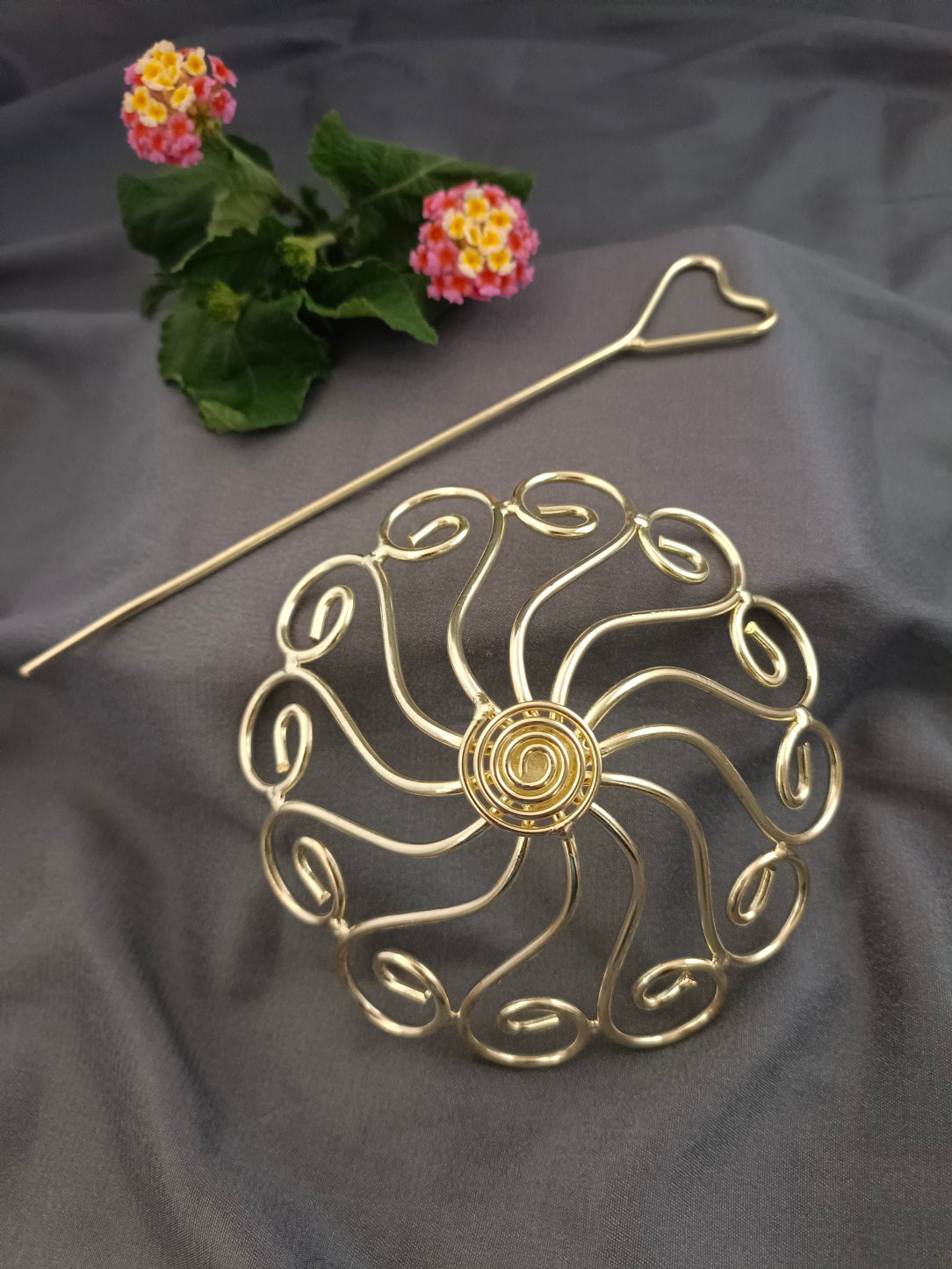 Sanjog Metal Hair Barrette With Tulip Stick Bun Holder Hair Slide Clip Hair Bun Cage