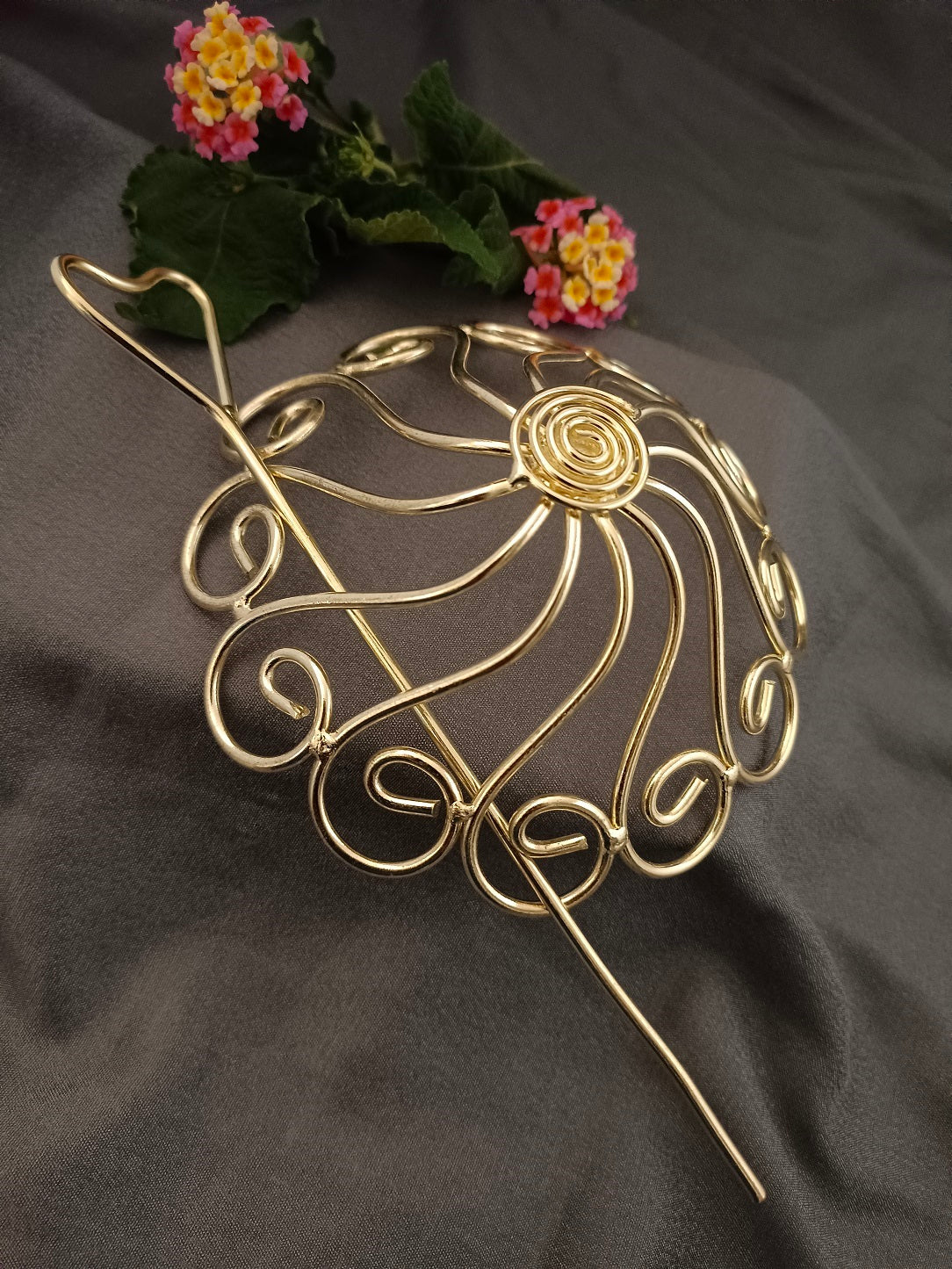Sanjog Metal Hair Barrette With Tulip Stick Bun Holder Hair Slide Clip Hair Bun Cage