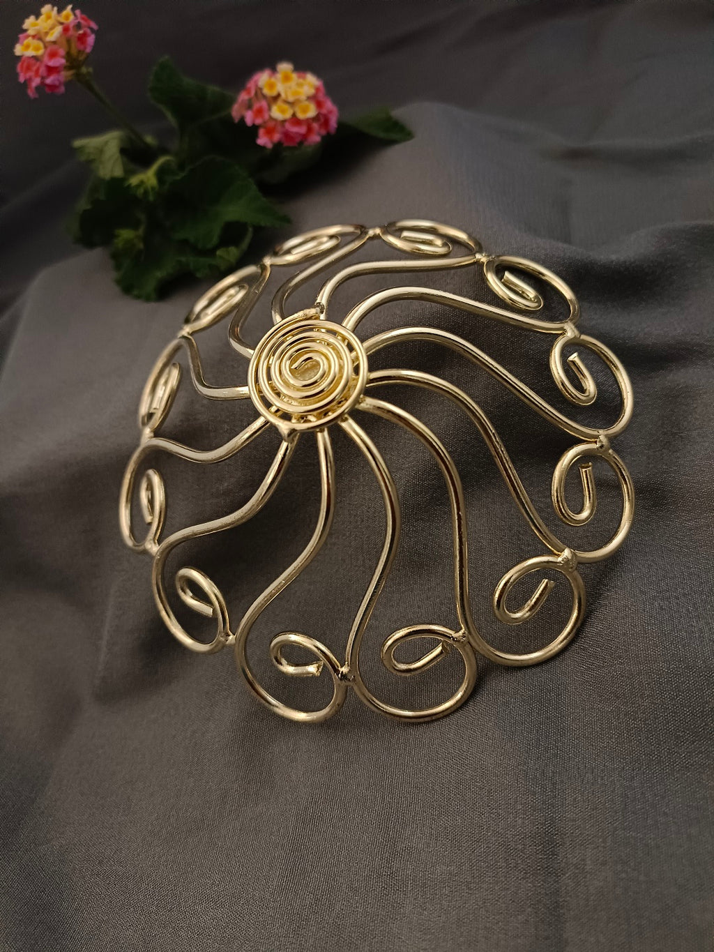 Sanjog Metal Hair Barrette With Tulip Stick Bun Holder Hair Slide Clip Hair Bun Cage