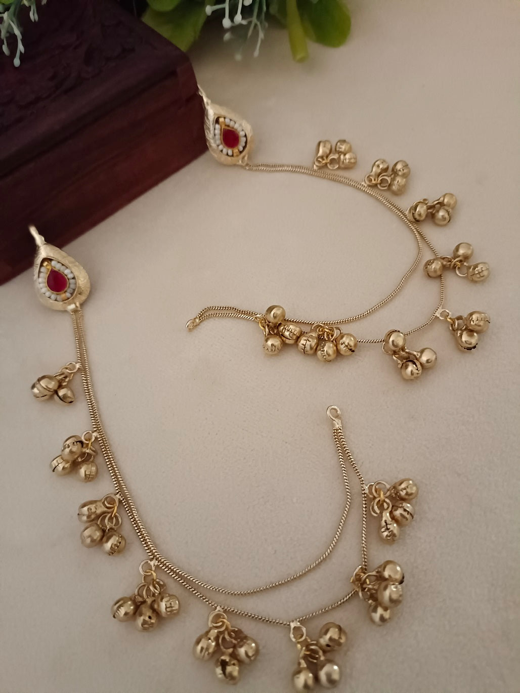 Gold-Toned Pink Beaded Teardrop Earrings | Kashmiri Drop Style, Kundan & Insert Closure