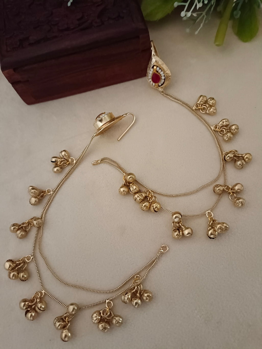 Gold-Toned Pink Beaded Teardrop Earrings | Kashmiri Drop Style, Kundan & Insert Closure